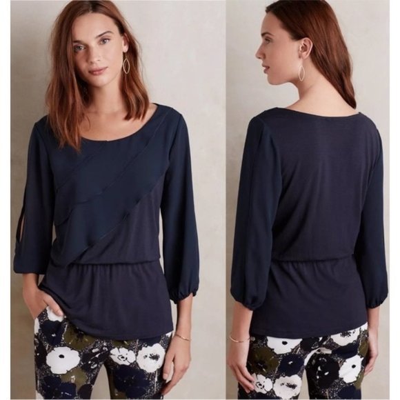 Deletta Tops - DELETTA by ANTHROPOLOGIE 🧳Sz M open sleeve blouse